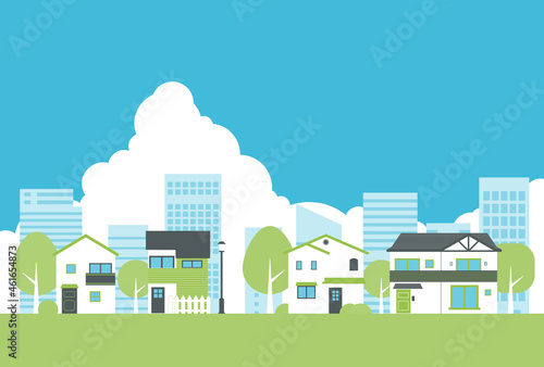 背景素材_ニュータウンの街並み