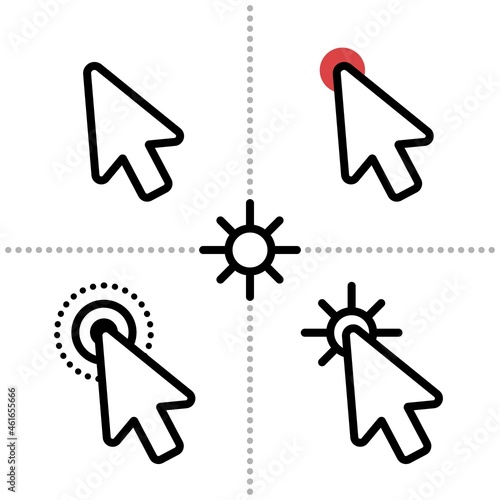 Cursor icon, mouse pointer arrow clicks a link element. Vector symbol illustration.