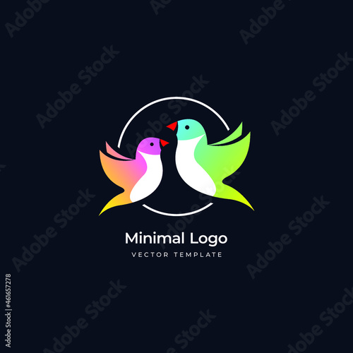 Gouldian finch bird logo template. Vector illustration