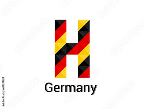 Creative Letter H with 3d germany colors concept. Good for print, t-shirt design, logo, etc. Vector illustration.