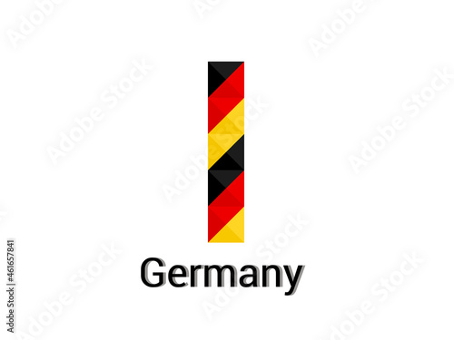 Creative Letter I with 3d germany colors concept. Good for print, t-shirt design, logo, etc. Vector illustration.