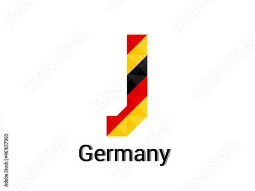 Creative Letter J with 3d germany colors concept. Good for print, t-shirt design, logo, etc. Vector illustration.