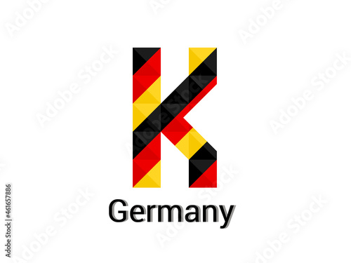 Creative Letter K with 3d germany colors concept. Good for print, t-shirt design, logo, etc. Vector illustration.