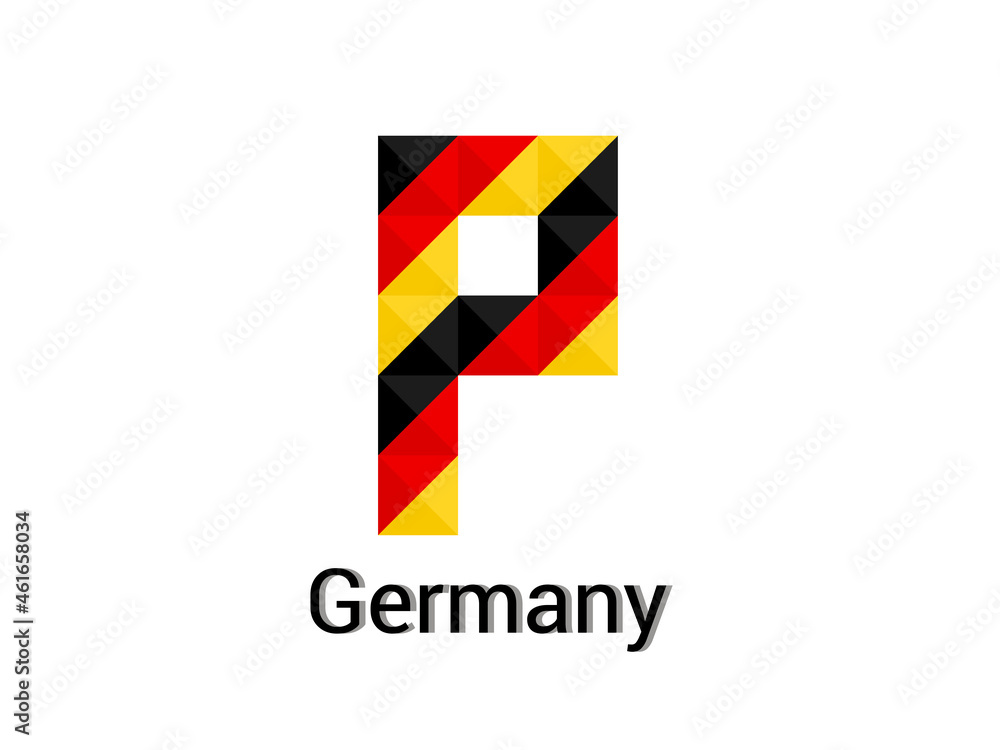 Creative Letter P with 3d germany colors concept. Good for print, t-shirt design, logo, etc. Vector illustration. Creative Letter P with 3d germany colors concept. Good for print, t-shirt design, logo, etc. Vector illustration.