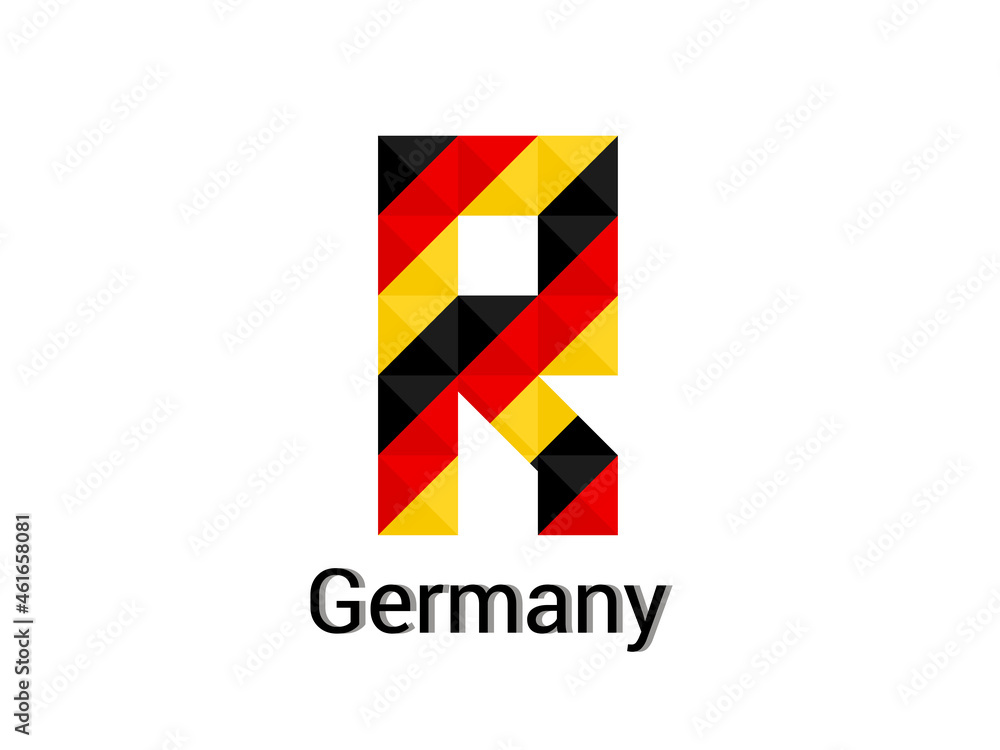 Creative Letter R with 3d germany colors concept. Good for print, t-shirt design, logo, etc. Vector illustration. Creative Letter R with 3d germany colors concept. Good for print, t-shirt design, logo, etc. Vector illustration.