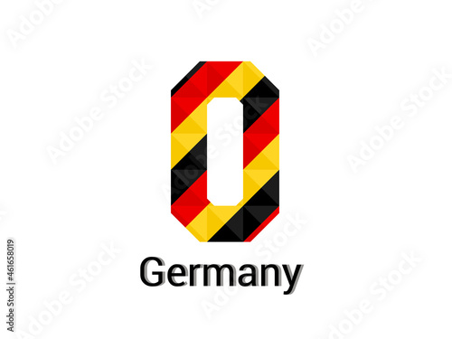 Creative Letter O with 3d germany colors concept. Good for print, t-shirt design, logo, etc. Vector illustration.