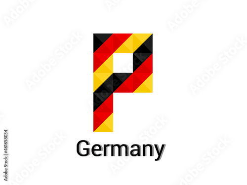 Creative Letter P with 3d germany colors concept. Good for print, t-shirt design, logo, etc. Vector illustration.