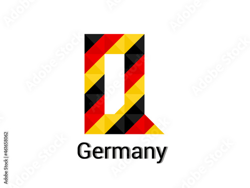 Creative Letter Q with 3d germany colors concept. Good for print, t-shirt design, logo, etc. Vector illustration.