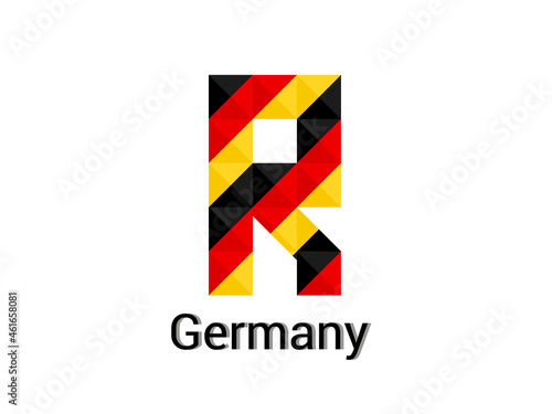 Creative Letter R with 3d germany colors concept. Good for print, t-shirt design, logo, etc. Vector illustration.