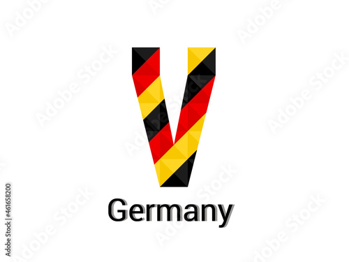 Creative Letter V with 3d germany colors concept. Good for print, t-shirt design, logo, etc. Vector illustration.