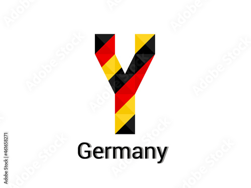 Creative Letter Y with 3d germany colors concept. Good for print, t-shirt design, logo, etc. Vector illustration.