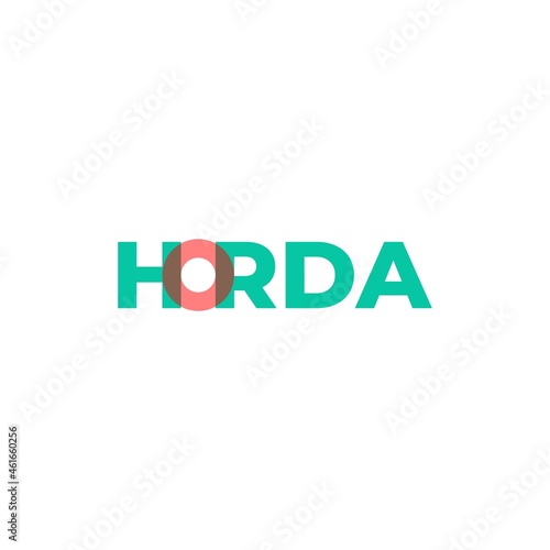 "HORDA" means geometric "chord". Logo elements: chord, segment, arc and secant. Vector.