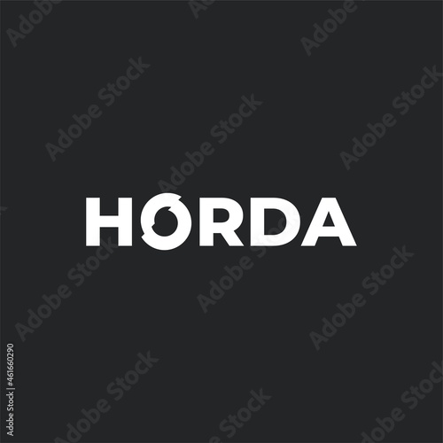 "HORDA" means geometric "chord". Logo elements: chord, segment, arc and secant. Vector.