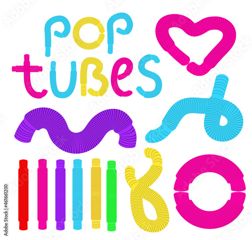 Anti stress sensory pop tube plastic toy. Vector illustration