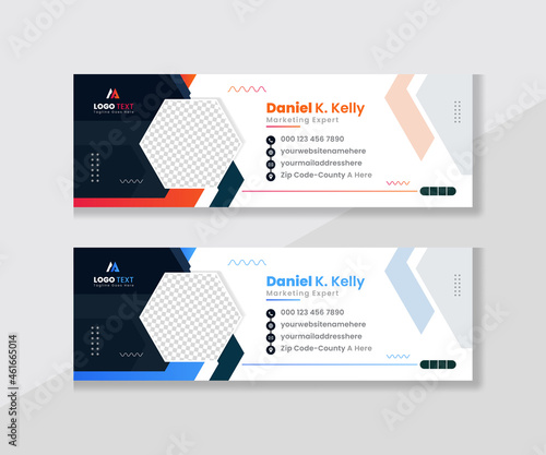 Modern creative business email signature template with minimal and clean style Corporate Email signature template and personal social media cover templates or email footer with an author photo place 