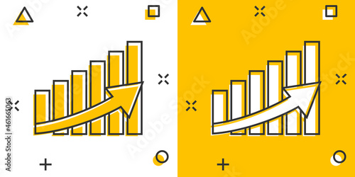 Growth arrow icon in comic style. Revenue cartoon vector illustration on white isolated background. Increase splash effect business concept.