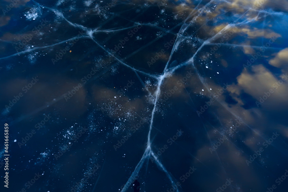 cracked ice texture, abstract seasonal winter cold background, natural ice, broken ice on a lake