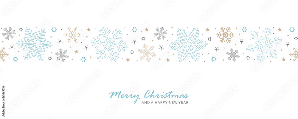 christmas card with seamless pattern snowflake border