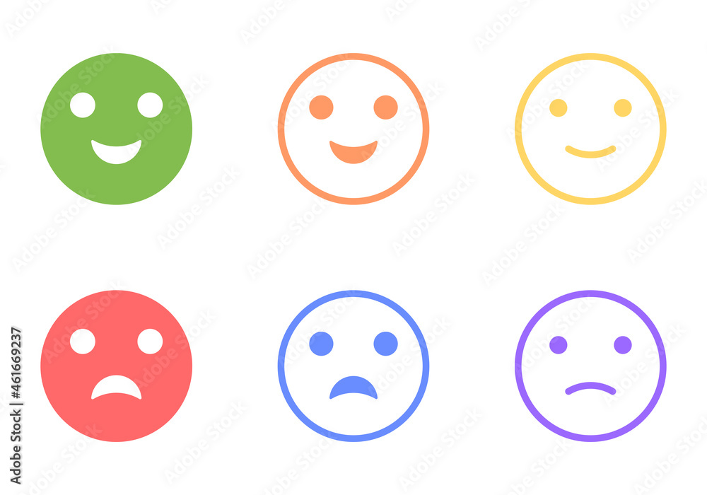 Set of positive and negative emoticons, vector clip art