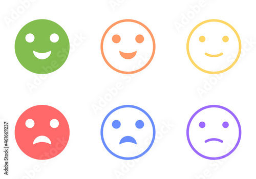 Set of positive and negative emoticons, vector clip art