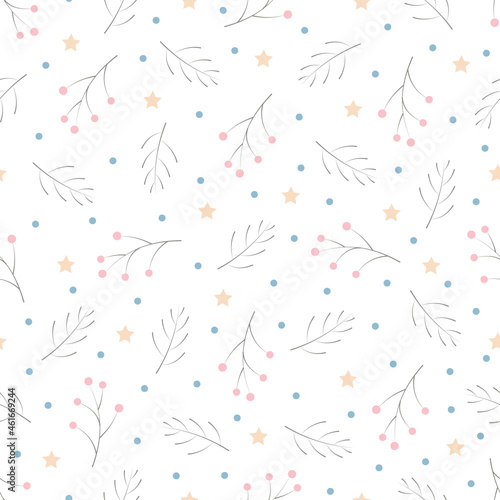 Christmas  New Year  holidays seamless pattern with painted twigs on a transparent background. Winter texture for printing  paper  design  fabric  decor  gift  food packaging  backgrounds.