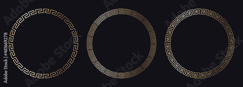 Greek gold frames on a black background, vector