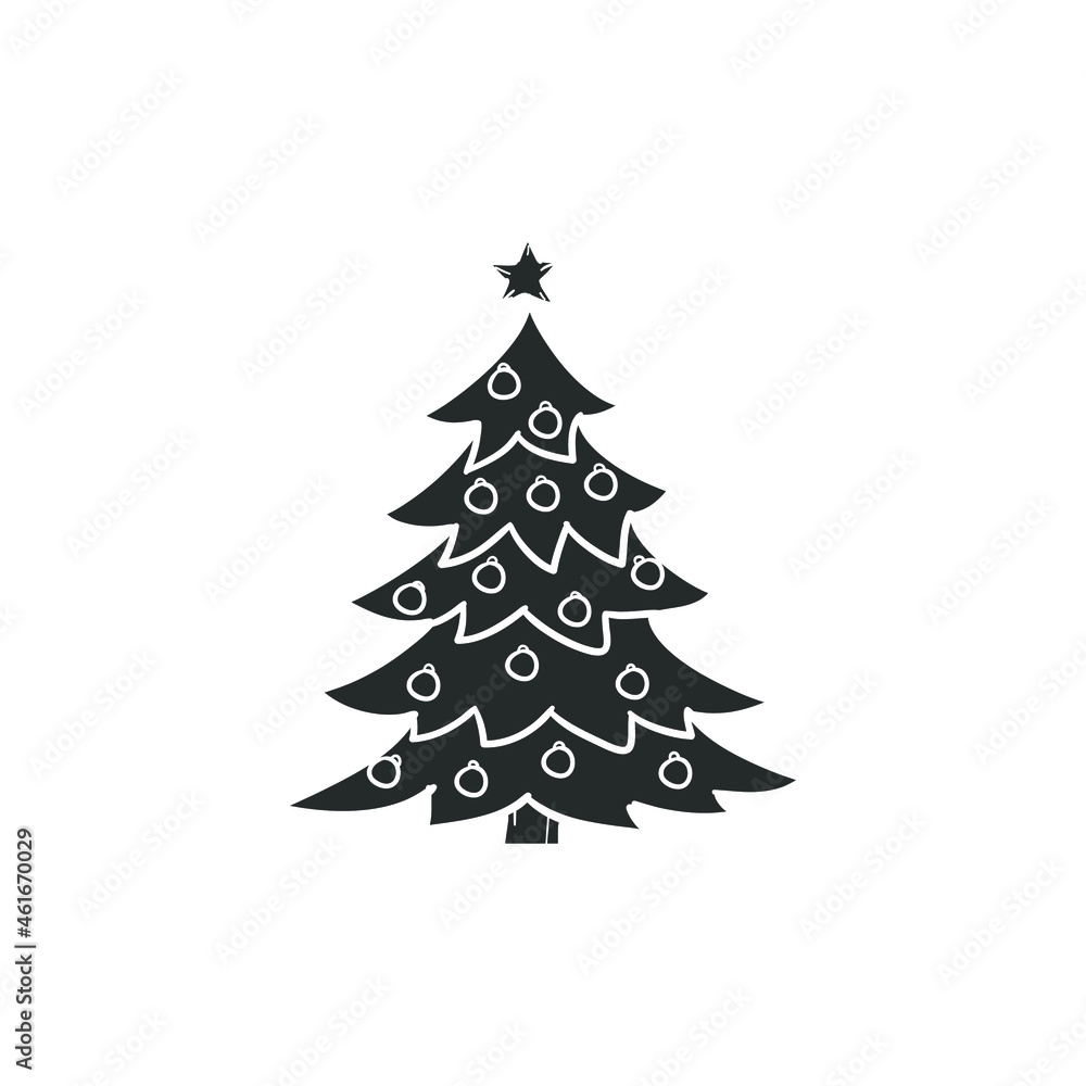 Christmas Tree Icon Silhouette Illustration. Decoration Vector Graphic Pictogram Symbol Clip Art. Doodle Sketch Black Sign. Christmas Tree Icon Silhouette Illustration. Decoration Vector Graphic Pictogram Symbol Clip Art. Doodle Sketch Black Sign.