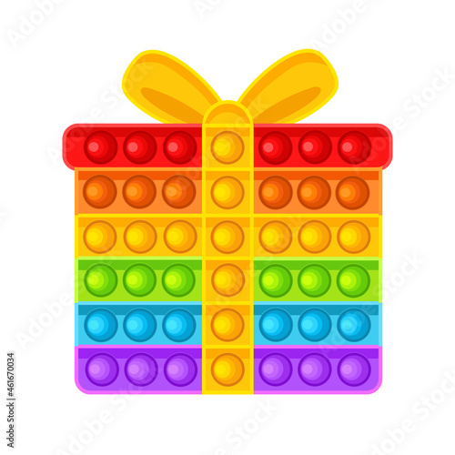 Anti-stress toy. Big gift box. Vector illustration on white background.
