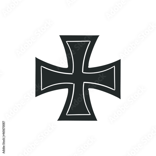 Cross Icon Silhouette Illustration. Medal Religion Vector Graphic Pictogram Symbol Clip Art. Doodle Sketch Black Sign.