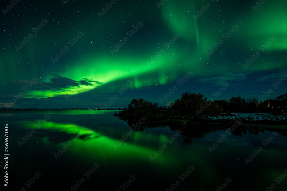 Aurora Borealis at the lake Mývatn