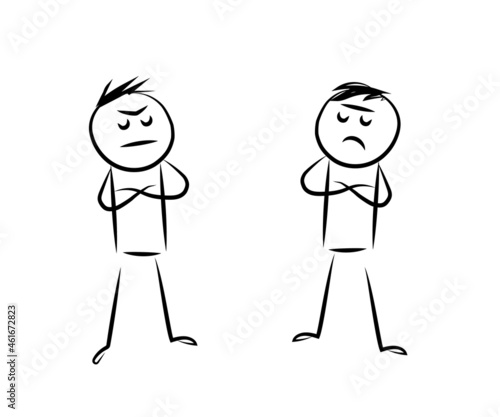 People in a quarrel on a white background. Sketch. Vector illustration.