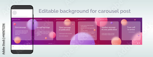 Background for carousel post in glass morphism style