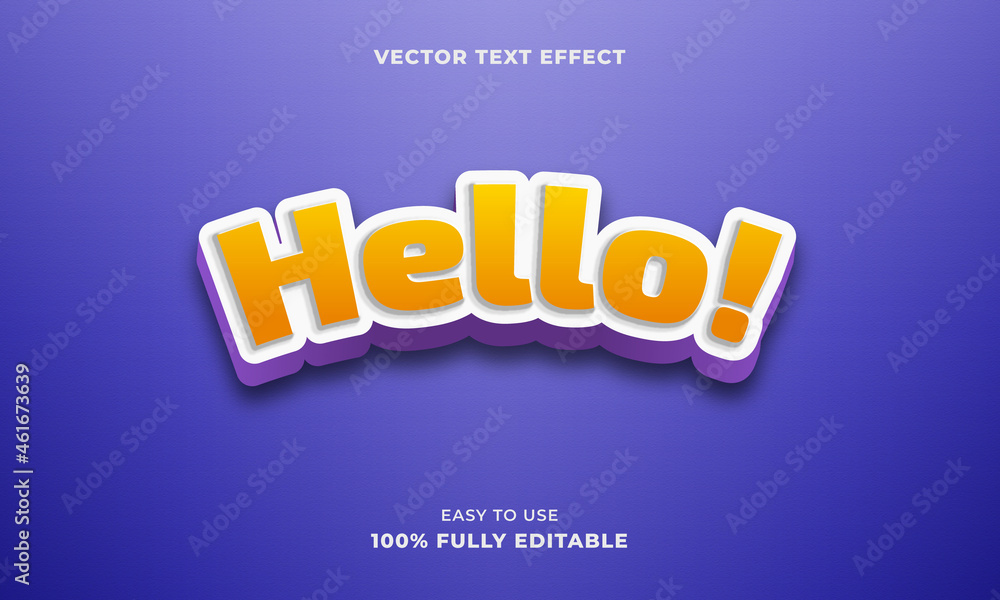 New 3D Hello Editable Vector Text Effect