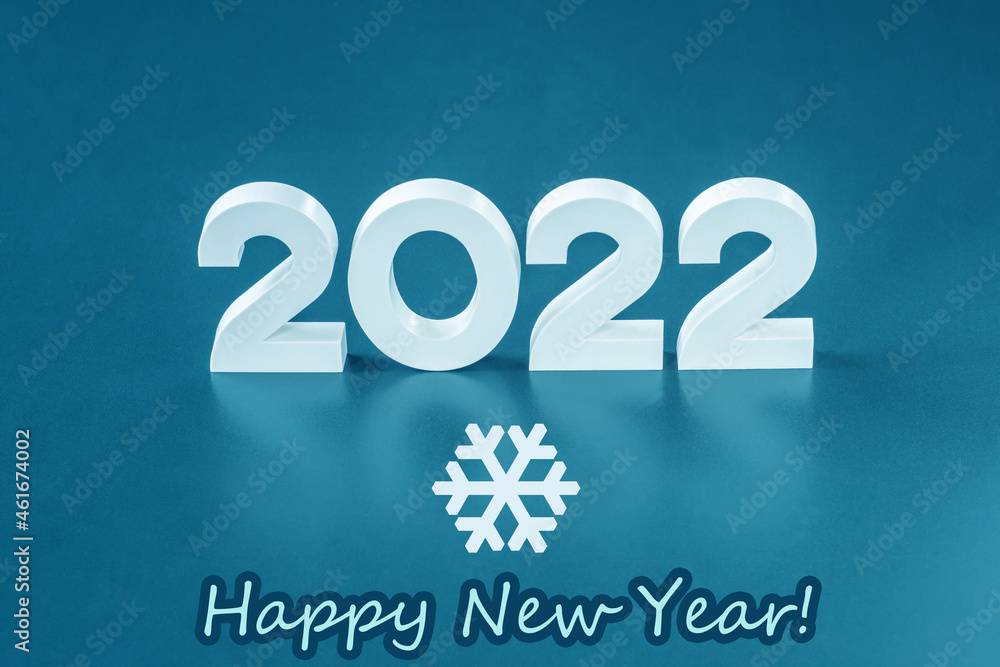 Volumetric white numbers 2021 on a cold background as a sketch for New Year's cards and congratulations.The text 