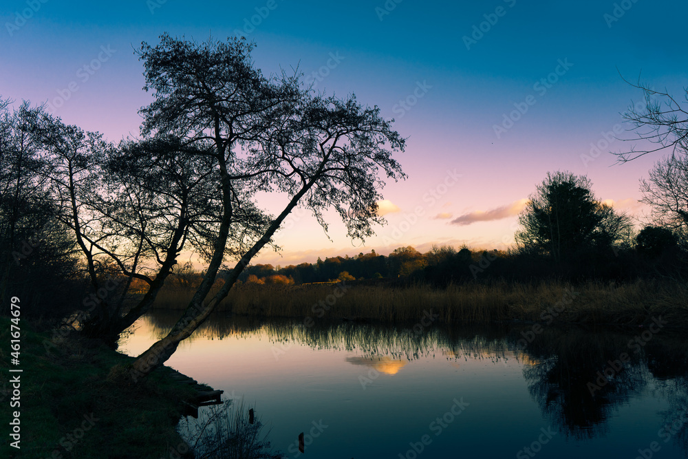 sunset over the river