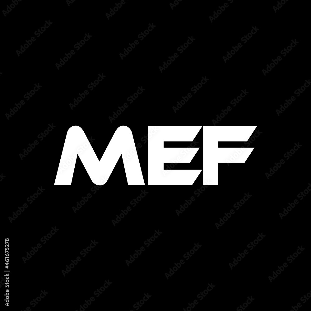 MEF letter logo design with black background in illustrator, vector logo modern alphabet font overlap style. calligraphy designs for logo, Poster, Invitation, etc.