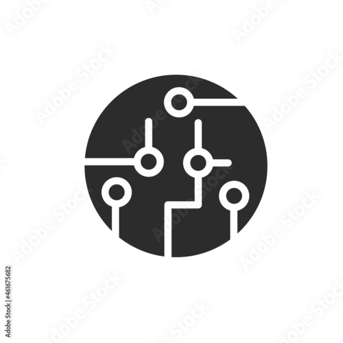 Chip icon isolated on white background. Circle chip icon for web site and app. Modern flat microchip symbol. Vector illustration, abstract concept