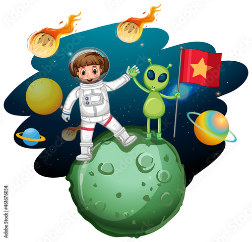 Astronaut standing on a planet