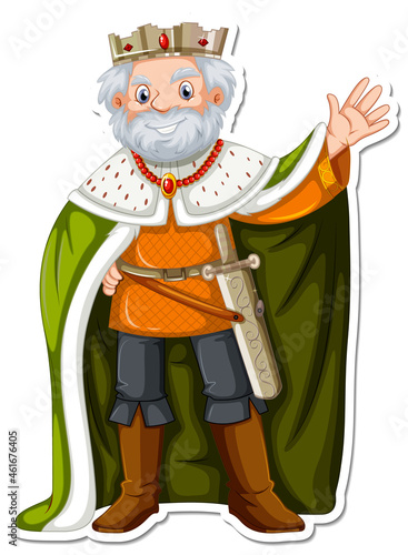 King with green robe cartoon character sticker
