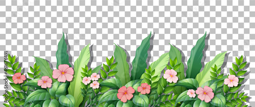 Flower bush with leaves on transparent background