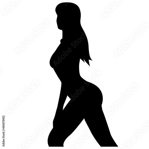 Back silhouette of a fitness girl. Vector illustration.
