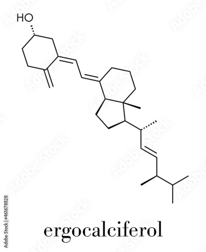 Ergocalciferol (vitamin D2) molecule. Skeletal formula.