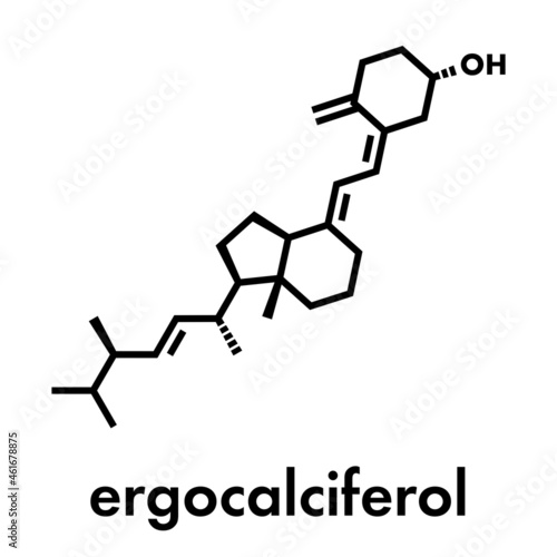 Ergocalciferol (vitamin D2) molecule. Skeletal formula.
