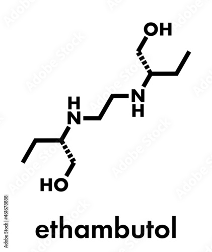 Ethambutol tuberculosis drug molecule. Skeletal formula. photo