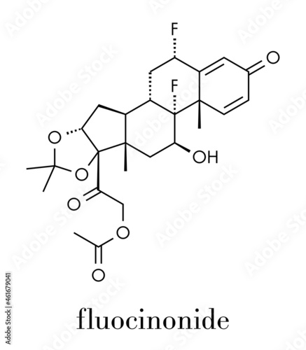 Fluocinonide topical corticosteroid drug molecule. Skeletal formula.