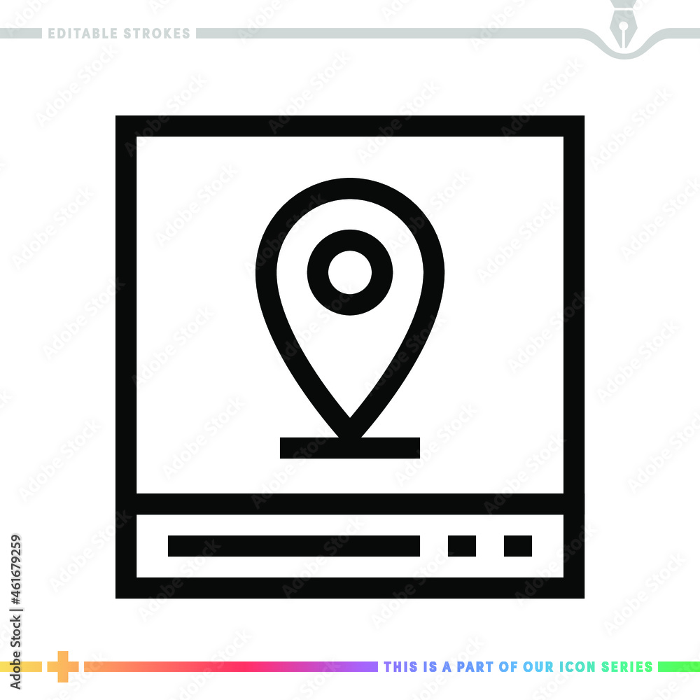 Editable line icon of navigation app as a customizable black stroke eps vector graphic. Editable line icon of navigation app as a customizable black stroke eps vector graphic.