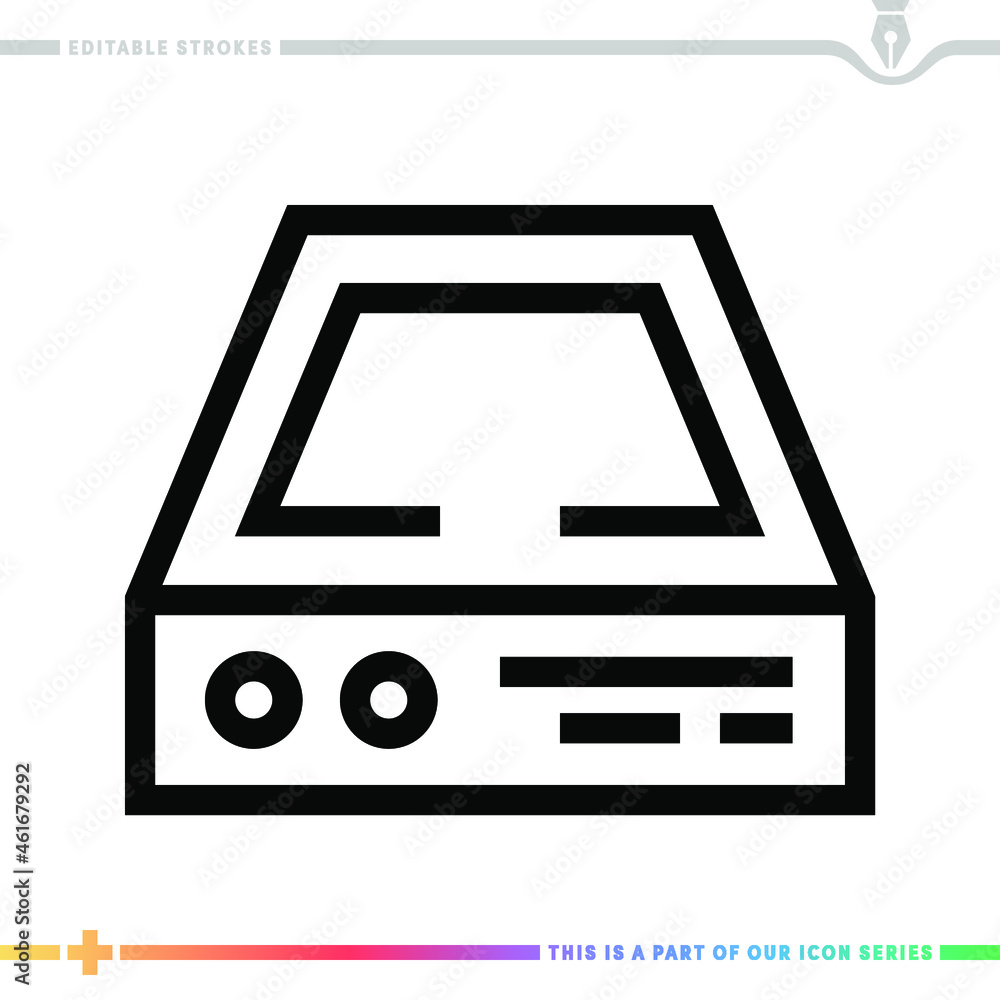 Editable line icon of hard drive backup as a customizable black stroke eps vector graphic. Editable line icon of hard drive backup as a customizable black stroke eps vector graphic.