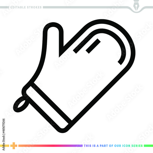 Editable line icon of kitchen glove as a customizable black stroke eps vector graphic.