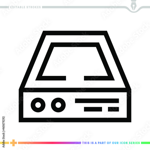 Editable line icon of hard drive backup as a customizable black stroke eps vector graphic.