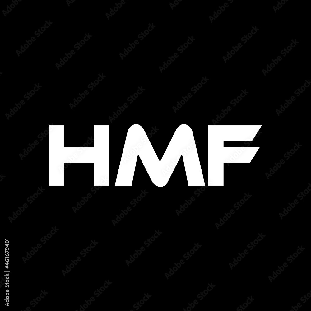 HMF letter logo design with black background in illustrator, vector logo modern alphabet font overlap style. calligraphy designs for logo, Poster, Invitation, etc.